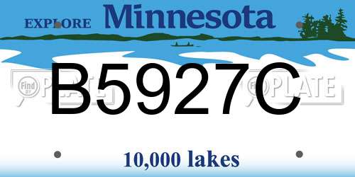 B5927C Minnesota License Plate