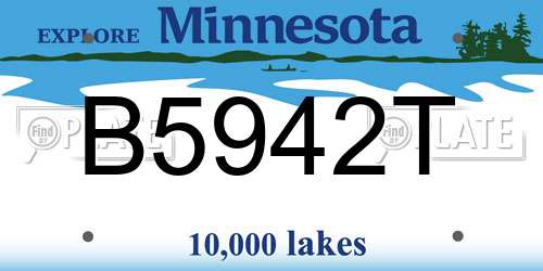 B5942T Minnesota License Plate
