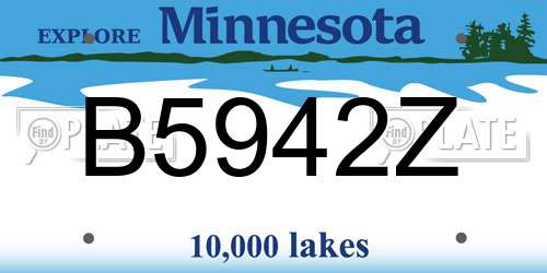 B5942Z Minnesota License Plate