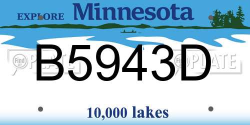 B5943D Minnesota License Plate