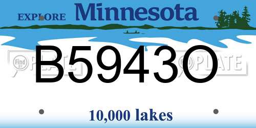 B5943O Minnesota License Plate