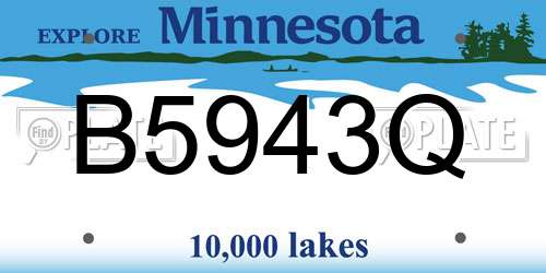 B5943Q Minnesota License Plate