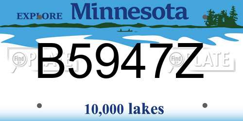 B5947Z Minnesota License Plate