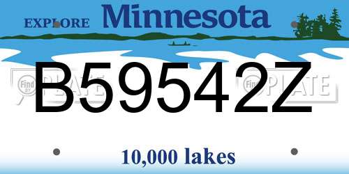 B59542Z Minnesota License Plate