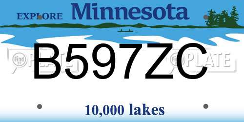 B597ZC Minnesota License Plate