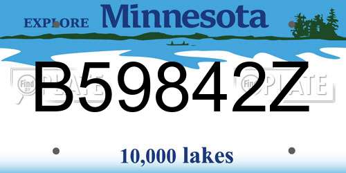 B59842Z Minnesota License Plate