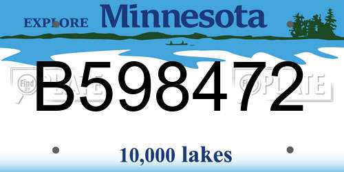 B598472 Minnesota License Plate