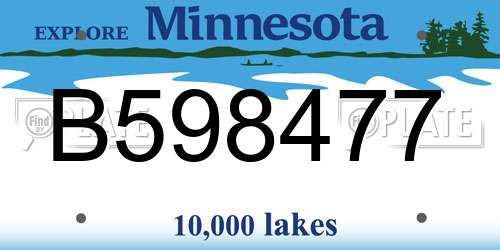B598477 Minnesota License Plate