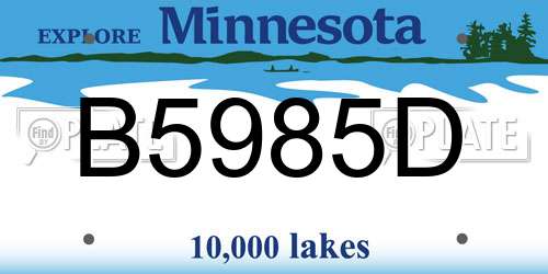 B5985D Minnesota License Plate