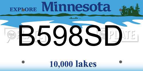 B598SD Minnesota License Plate