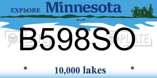 B598SO Minnesota License Plate