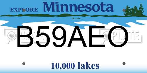 B59AEO Minnesota License Plate