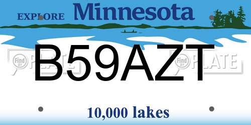 B59AZT Minnesota License Plate