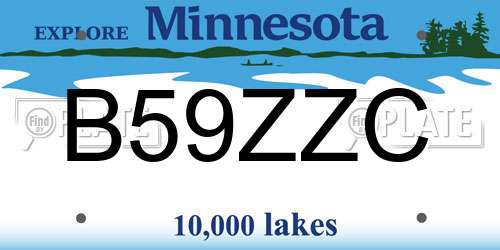 B59ZZC Minnesota License Plate