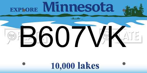 B607VK Minnesota License Plate
