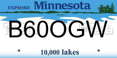 B60OGW Minnesota License Plate