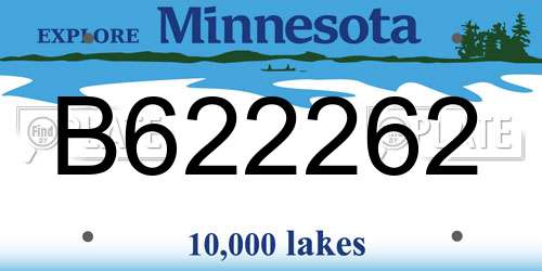 B622262 Minnesota License Plate