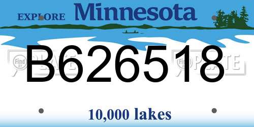 B626518 Minnesota License Plate