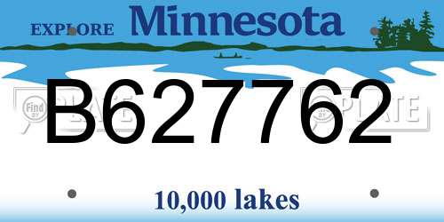 B627762 Minnesota License Plate