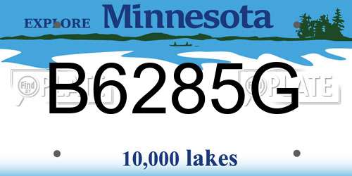B6285G Minnesota License Plate