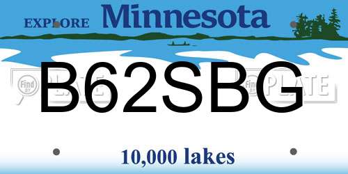 B62SBG Minnesota License Plate