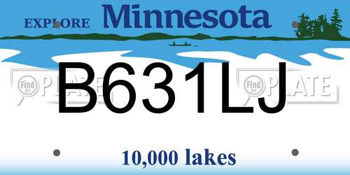B631LJ Minnesota License Plate