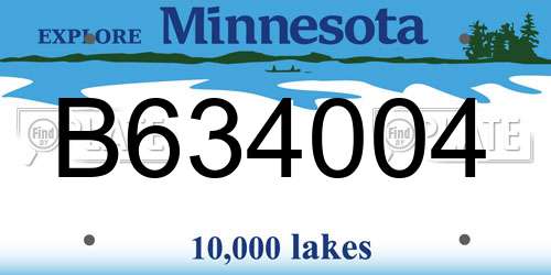 B634004 Minnesota License Plate