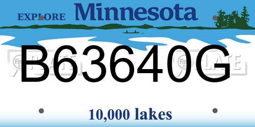 B63640G Minnesota License Plate