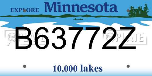B63772Z Minnesota License Plate