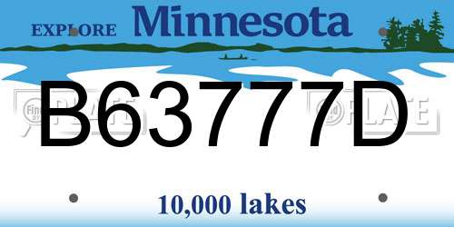 B63777D Minnesota License Plate