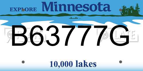 B63777G Minnesota License Plate