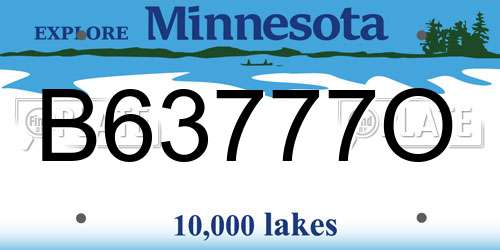 B63777O Minnesota License Plate