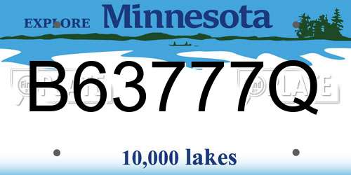 B63777Q Minnesota License Plate