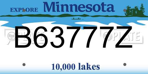 B63777Z Minnesota License Plate