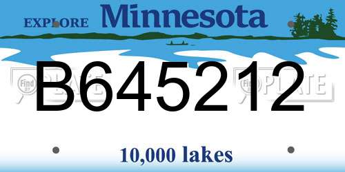 B645212 Minnesota License Plate