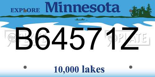 B64571Z Minnesota License Plate