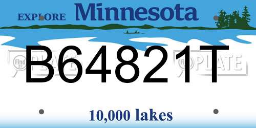 B64821T Minnesota License Plate