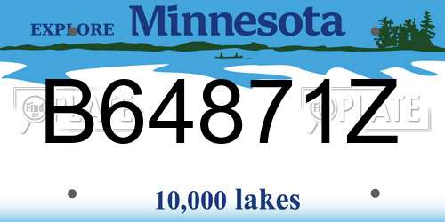 B64871Z Minnesota License Plate