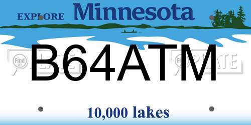 B64ATM Minnesota License Plate