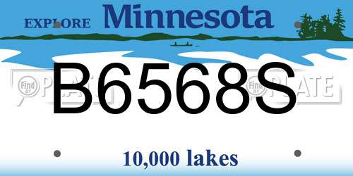 B6568S Minnesota License Plate
