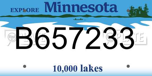 B657233 Minnesota License Plate