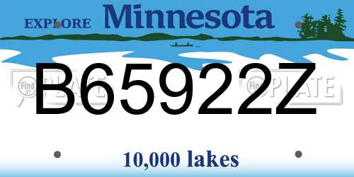 B65922Z Minnesota License Plate