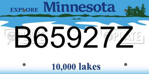 B65927Z Minnesota License Plate