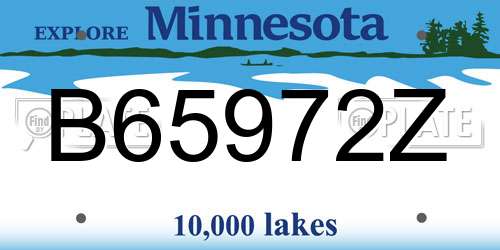 B65972Z Minnesota License Plate