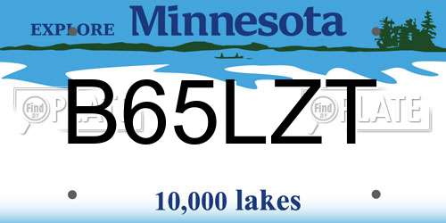 B65LZT Minnesota License Plate