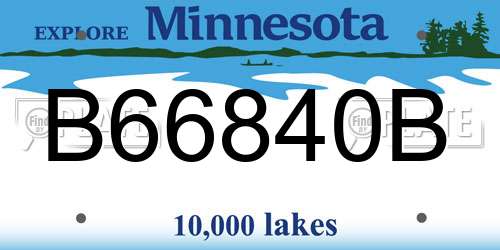 B66840B Minnesota License Plate