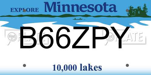 B66ZPY Minnesota License Plate
