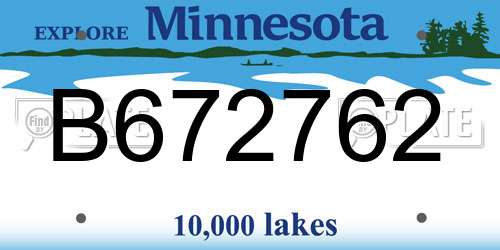 B672762 Minnesota License Plate