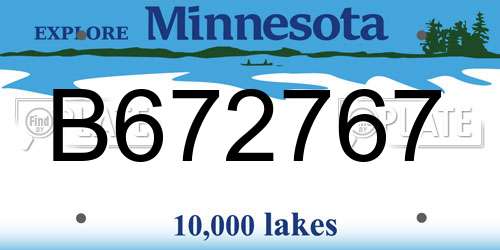 B672767 Minnesota License Plate