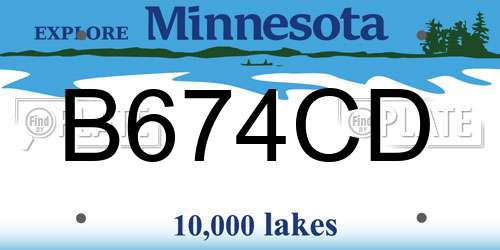 B674CD Minnesota License Plate